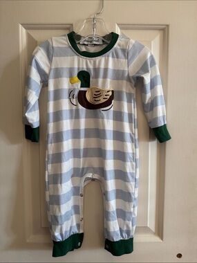 Forest Duck Applique Romper from Sassy Saul Boutique